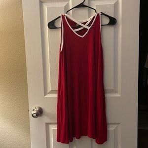 Red and white tank dress